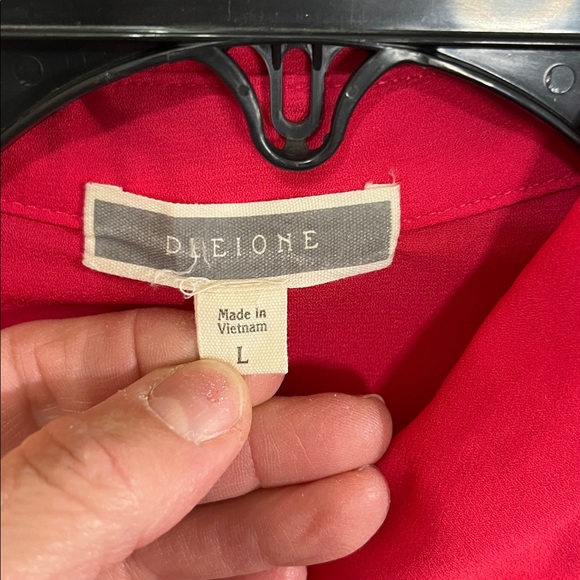 PLEIONE Vibrant Red Button-Up Blouse | 1 chest pocket and Roll cuff Sleeves Lg - Picture 2 of 5